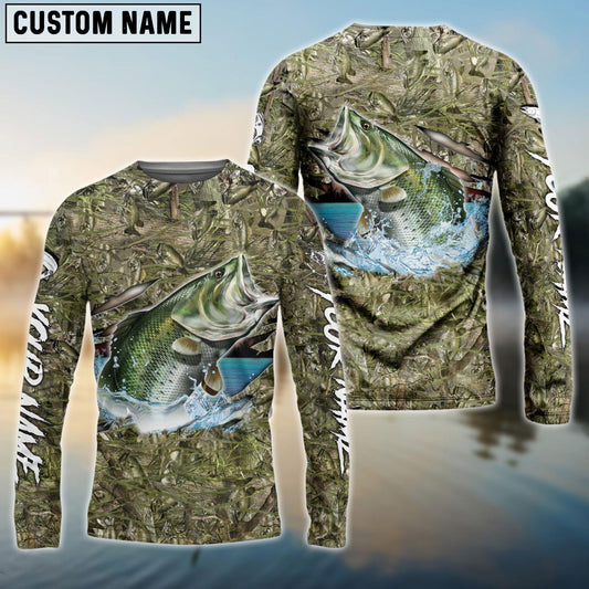 Bass Fish  Camouflage Fishing Custom Name Shirts