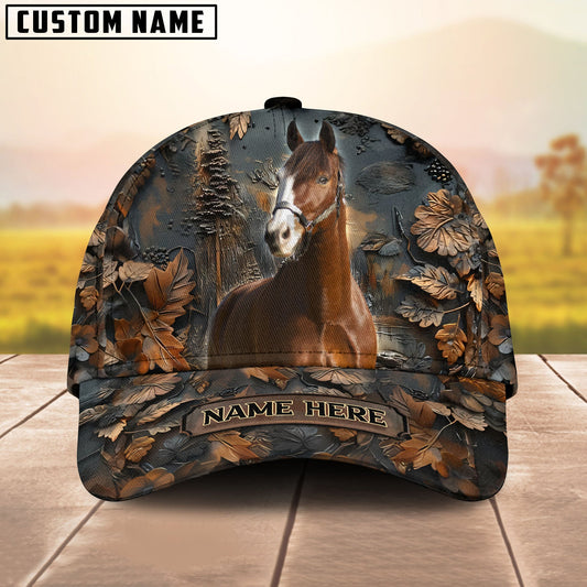 Custom Horse Cap – Personalized Name Brown Horse Camo Hat for Horse Lovers - Warmblood