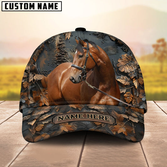 Custom Horse Cap – Personalized Name Brown Horse Camo Hat for Horse Lovers - Thoroughbred