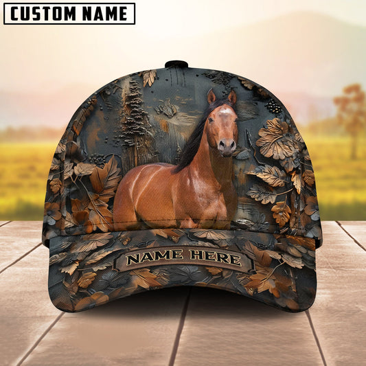 Custom Horse Cap – Personalized Name Brown Horse Camo Hat for Horse Lovers - American Quarter Horse