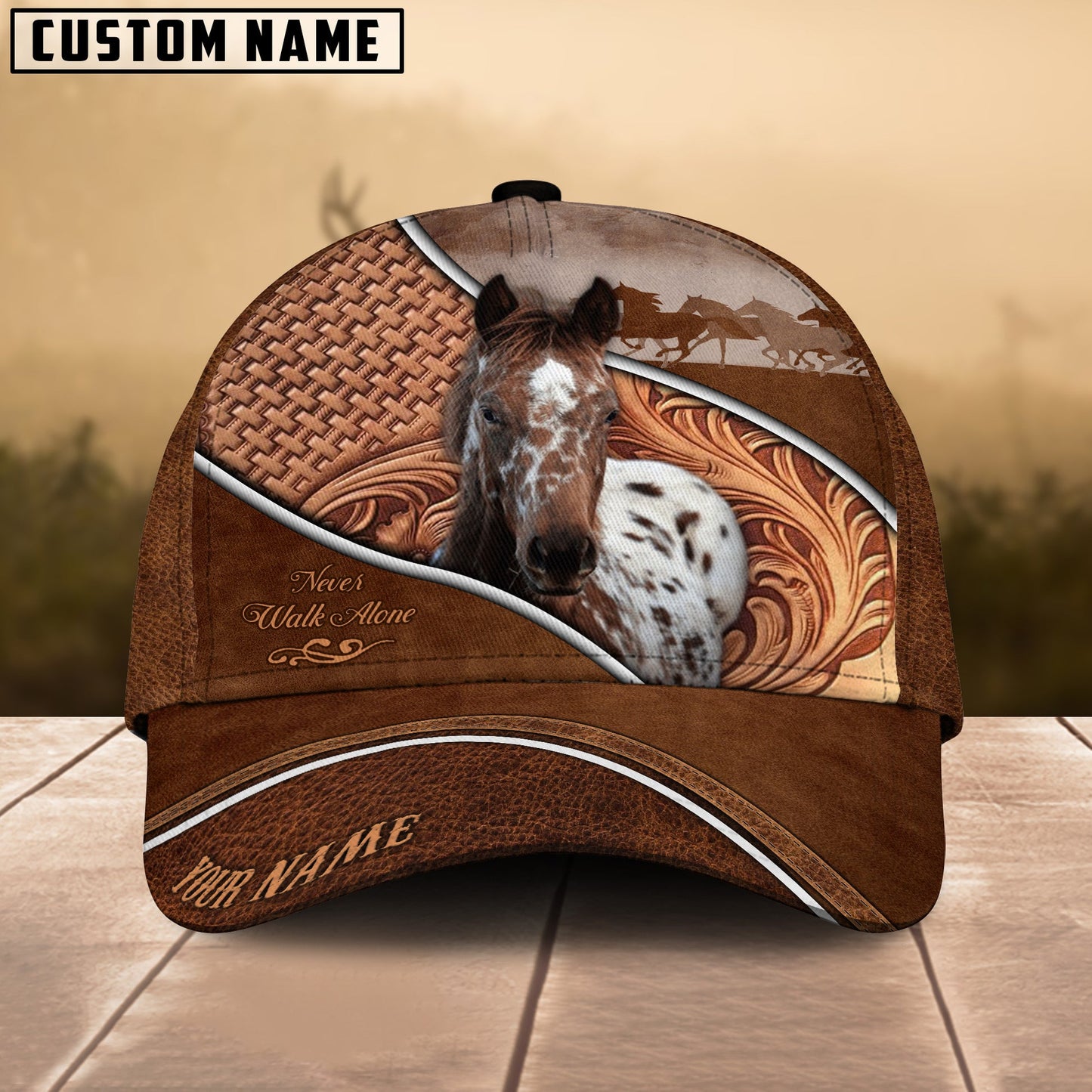Appaloosa Never Walk Alone Personalized Name Cap