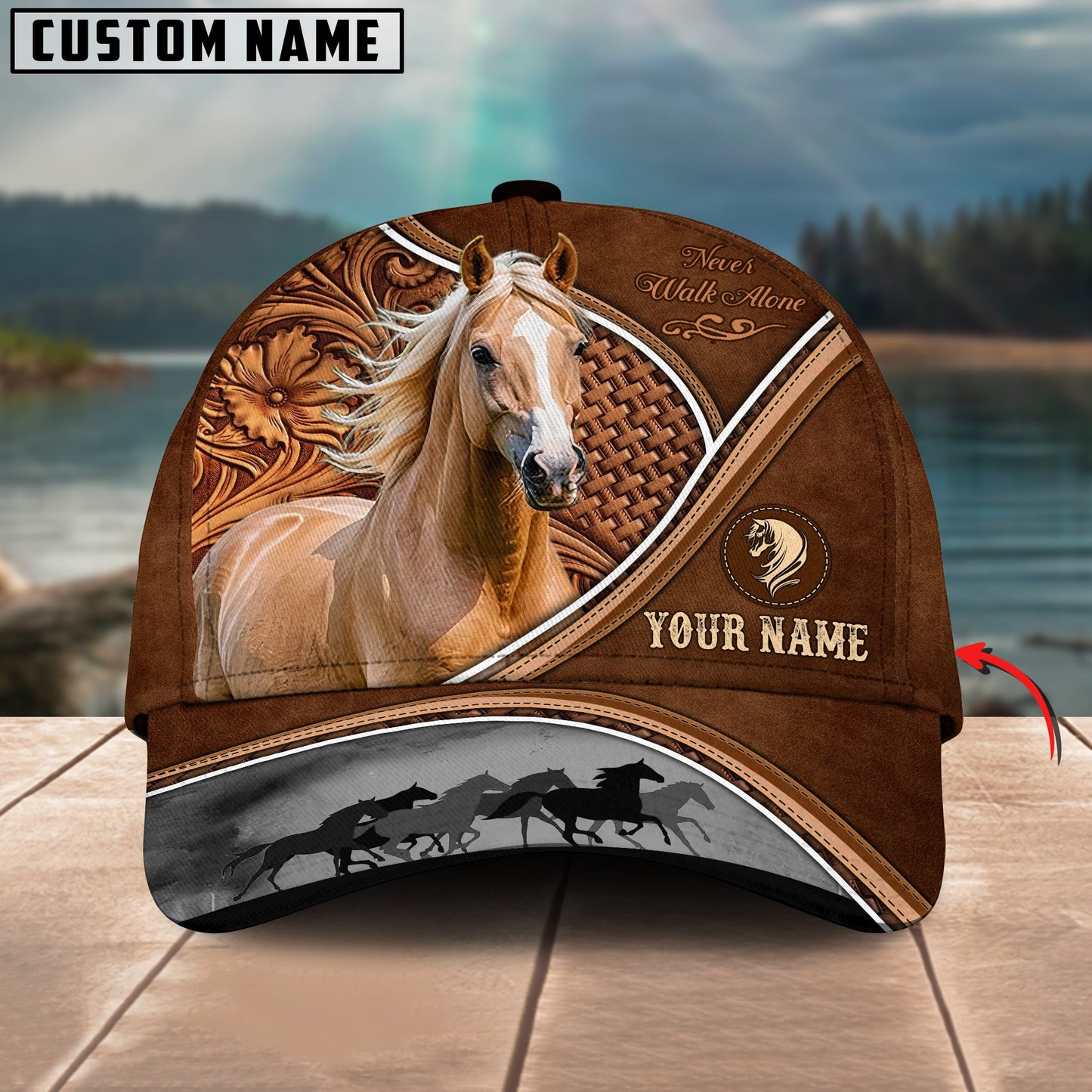 Palomino Horse Never Walk Alone Personalized Name Cap