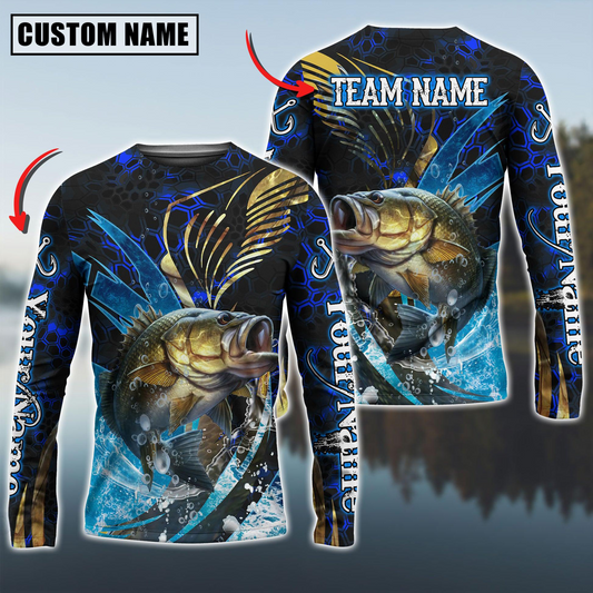 Bass Fishing  Tailored Tides Pattern  Custom Name & Team Name Shirts