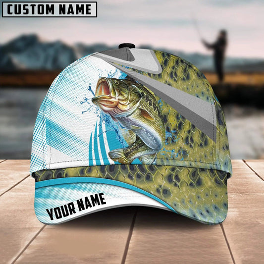 Bass Fishing Blue Water Fish Skin Customized Name 3D Cap