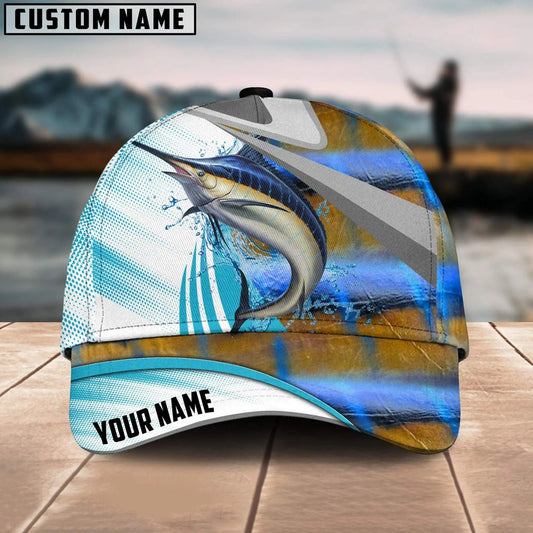 Marlin Fishing Blue Water Fish Skin Customized Name 3D Cap