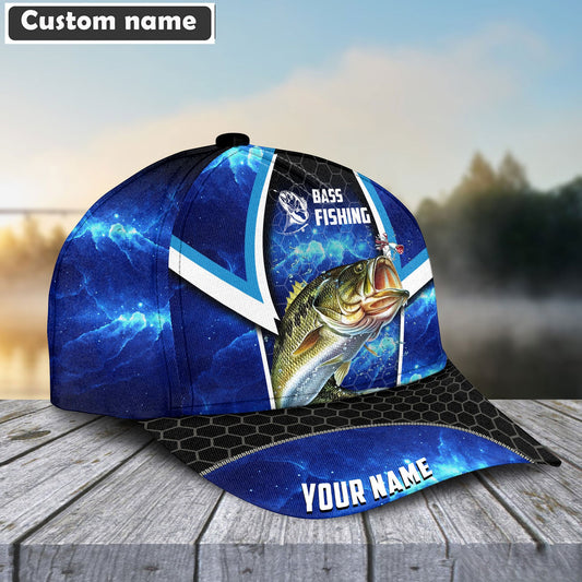 Personalized Bass Fishing Blue Galaxy Cap