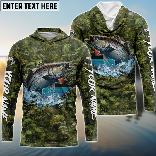 Stripe Bass Fishing Camouflage Custom Name Shirts