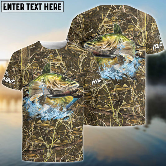 Walleye Fishing Camouflage Custom Name Shirts