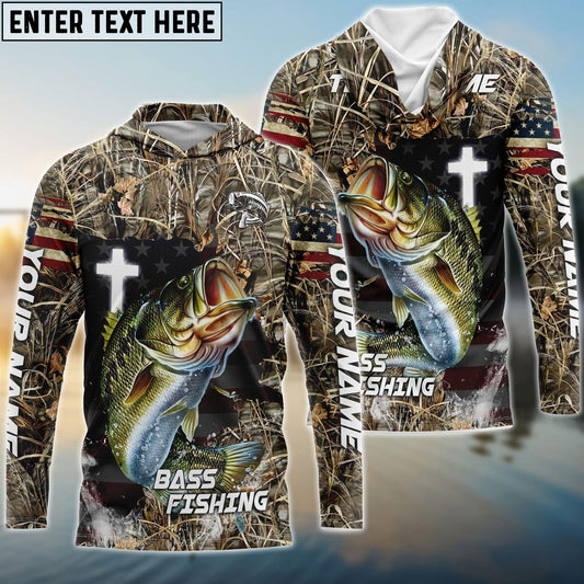 Bass Fishing Cross Camo Custom Name & Team Name 3D Shirts