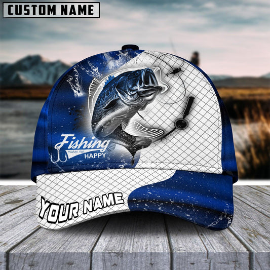 Personalized Bass  Fishing Dark Blue Skin Sport  Classic Cap