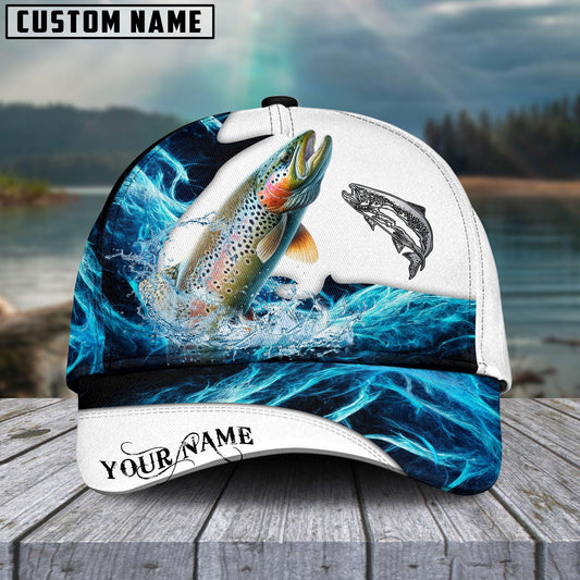 Trout Fishing Water & White Personalized Cap